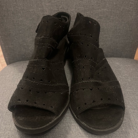 Black Suede Open Toe Booties - Picture 2 of 2